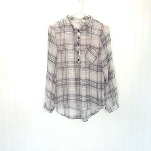 Anthropologie Olive & Oak sheer plaid blouse, Small